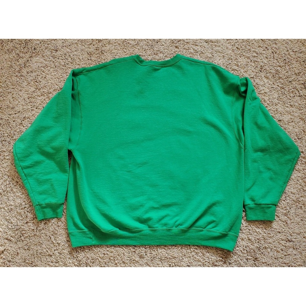 Meowy Christmas Cat Ugly Sweatshirt Unisex Crewneck Size 2XL Green Santa Hat - Picture 11 of 11